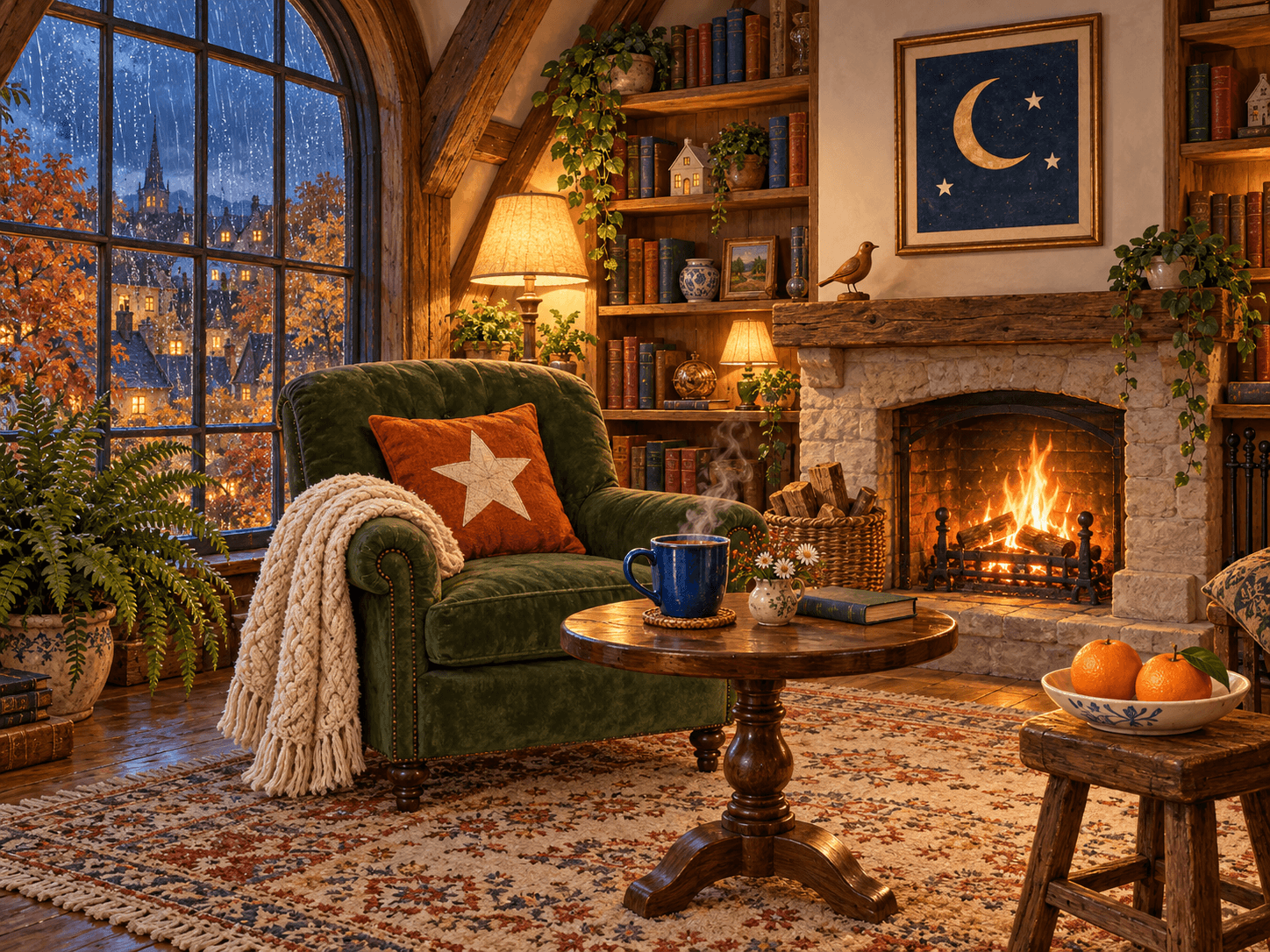 Rainy Attic Reading Room Spot the Difference puzzle